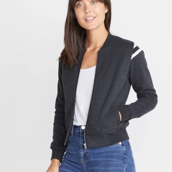 Marine Layer Jackets & Blazers - Marine Layer Ashton Bomber Heather Charcoal Black Women's Small